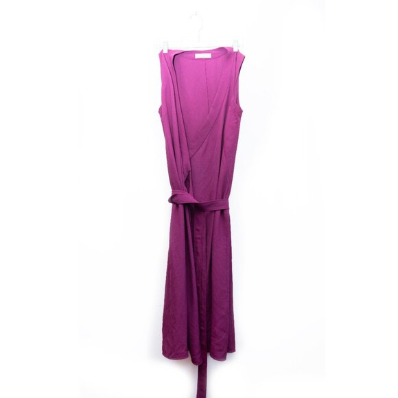 Everlane Sleeveless Wrap Midi Dress "Japanese Goweave" Plum - Picture 2 of 7